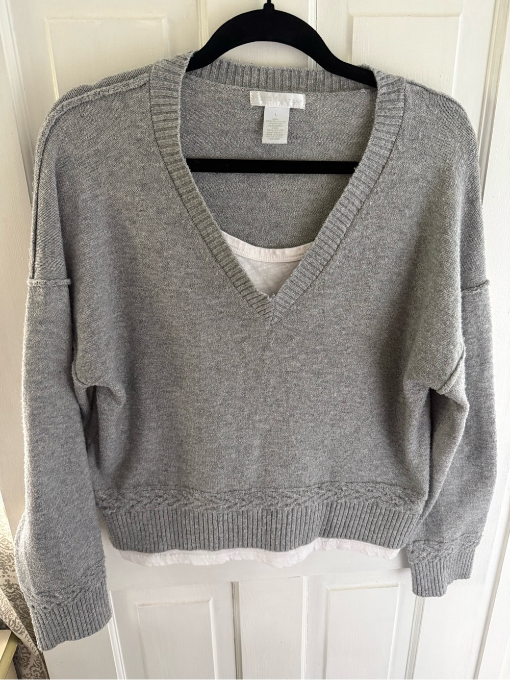Design History Light Gray V-Neck Sweater